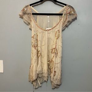 Free People NWT beaded short sleeve top